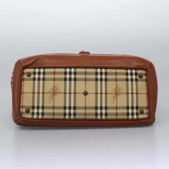 Burberrys Nova Check Boston Bag PVC 2way Beige Auth MX139 - Picture 6 of 15